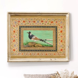 Traditional Persian prints, Mughal Art prints, antique bird prints, Mansur prints, Persian art, antique bird print, maximalist decor