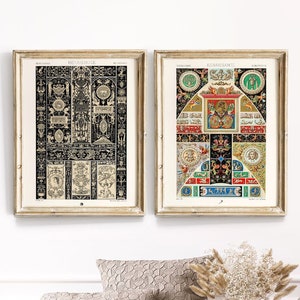 Renaissance print, Gallery Wall Art, Set Of 2 Prints, Italian pattern print, antique Renaissance prints, fresco print, Renaissance art