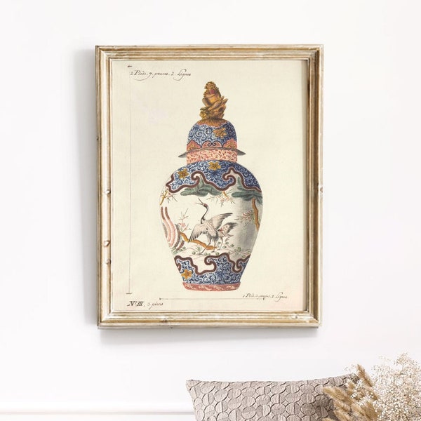 Chinoiserie Vase Prints, birds Chinoiserie art print, Chinoiserie ginger jar print, French Chinoiserie Vase Prints, colourful chinoiserie