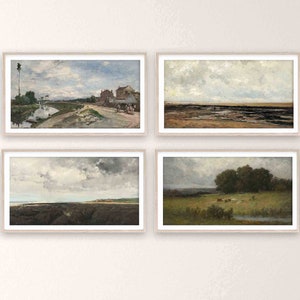 Samsung Frame TV Art SET, art for tv, vintage landscape painting for frame tv, Frame tv art, vintage prints, frame tv landscape art download