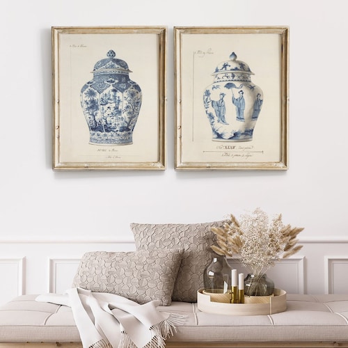 Chinoiserie Vase Prints Set of 2 Prints Blue and White - Etsy