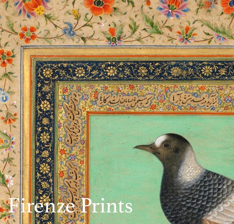 Traditional Persian Prints, Mughal Art Prints, Antique Bird Prints