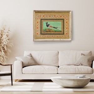 Antieke vogelafdruk: traditionele Perzische Mughal-kunst (digitale download) afbeelding 10