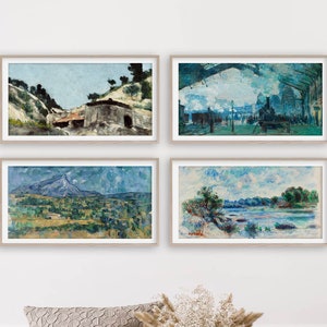 Samsung Frame TV Art SET, art for tv, vintage landscape painting for frame tv, Frame tv art, vintage prints, frame tv landscape art download