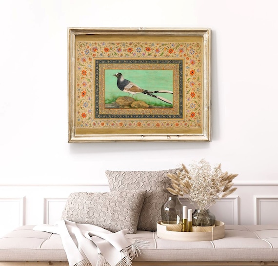 Antique Bird Print: Traditional Persian Mughal Art (Digital Download)