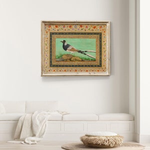 Antieke vogelafdruk: traditionele Perzische Mughal-kunst (digitale download) afbeelding 2