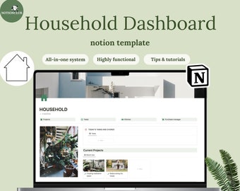 Notion household planner, notion template, notion meal planner, notion dashboard, notion template personal, notion template 2023