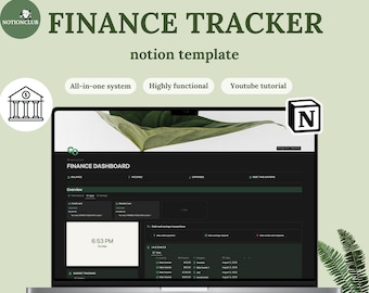 Plantilla de finanzas de nociones, panel de control de nociones, rastreador de ingresos y gastos, plantilla de presupuesto de nociones, plantilla de nociones, planificador de presupuesto digital