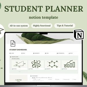 Notion Academic planner, Notion Planner, Notion Template Student Planner, College Planner, Notion Dashboard, Assignment Tracker, ADHD Notion