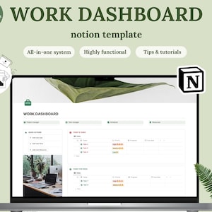 Notion template work dashboard, Notion templates, Notion dashboard, notion planner, notion to do, notion business planner, notion calendar