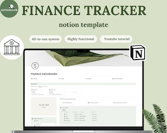 Notion finance template, notion dashboard, income and expense tracker, notion budget template, notion template, digital budget planner