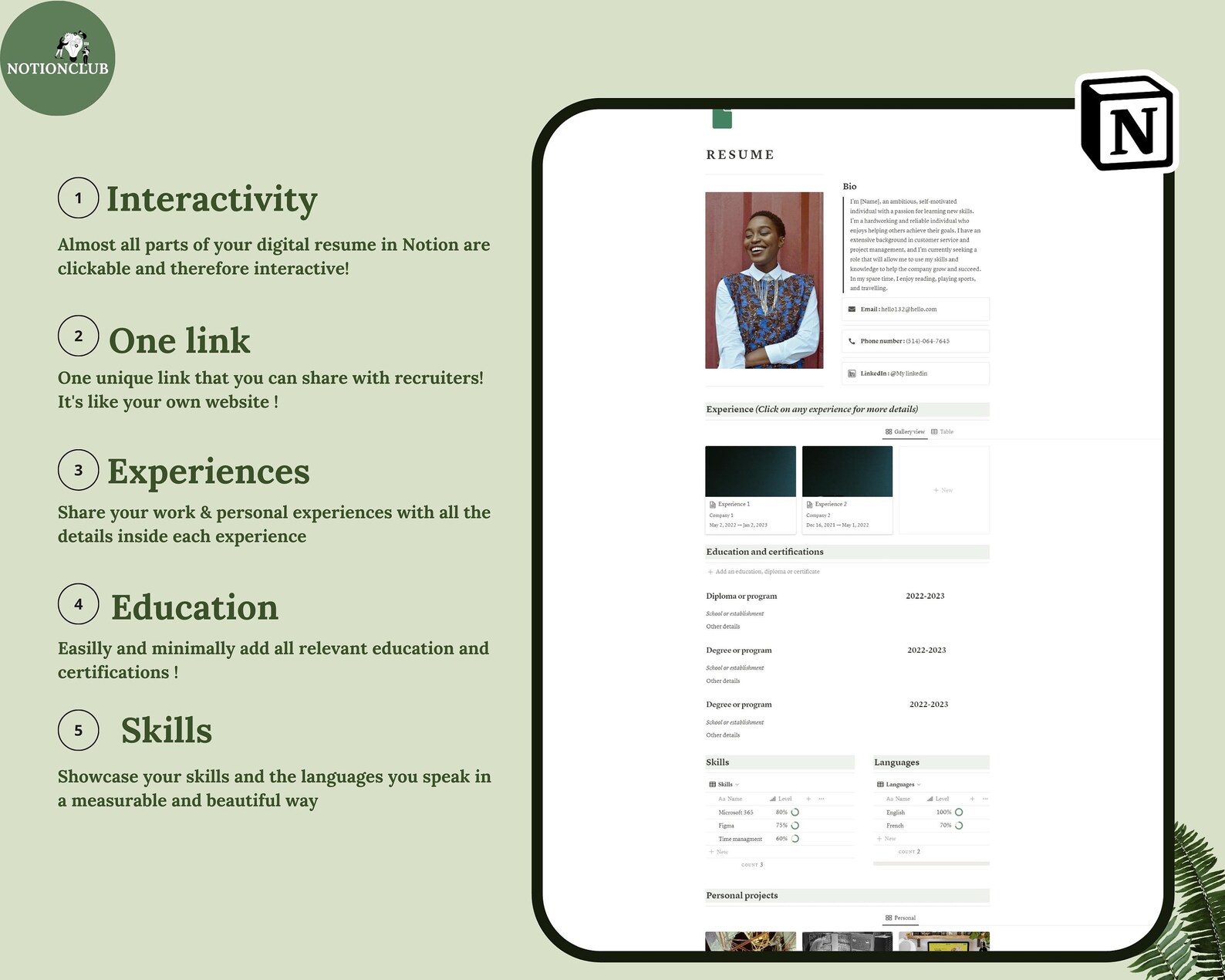Notion Resume Template Resume Template With Photo Notion Work Notion Resume Template Resume Template With Photo Notion Work