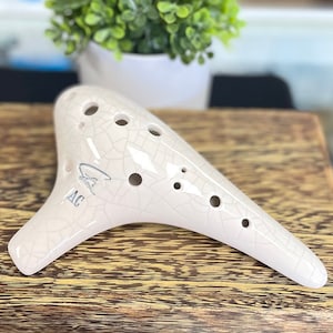 Focalink Alto C 12 Holes Transparent Crackle Glazed Ceramic Ocarina.Easy to Learn & Great Gift.