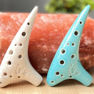 Focalink Soprano C 12 Hole Jade Crackle Glazed Ceramic Ocarina - Easy to Learn and Carry & Great Gift.