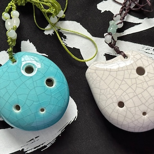 Harmony 6 Hole Soprano C  Crackle Ceramic Ocarina - Dexterous, Easy to Learn, Good for Beginner & Great Gift!