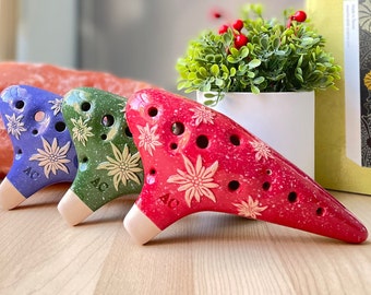 Focalink Alto C 12 Hole Pastoral Ceramic Ocarina - Easy to Learn & Great Gift.