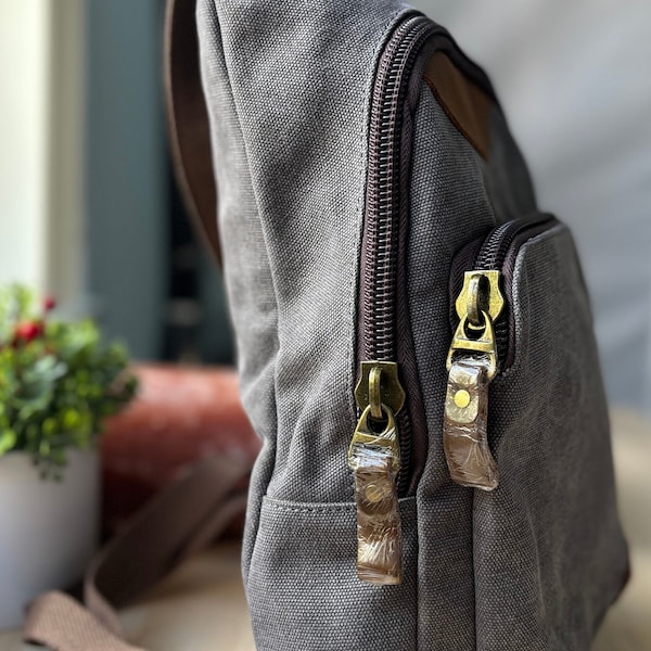 Mochila bandolera de lona, estilo informal, pequeña