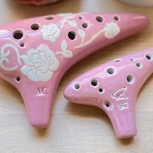 Great Deal! Focalink Alto C 12 Hole Pink Rose + SC Ceramic Ocarina - Easy to Learn & Great Gift.