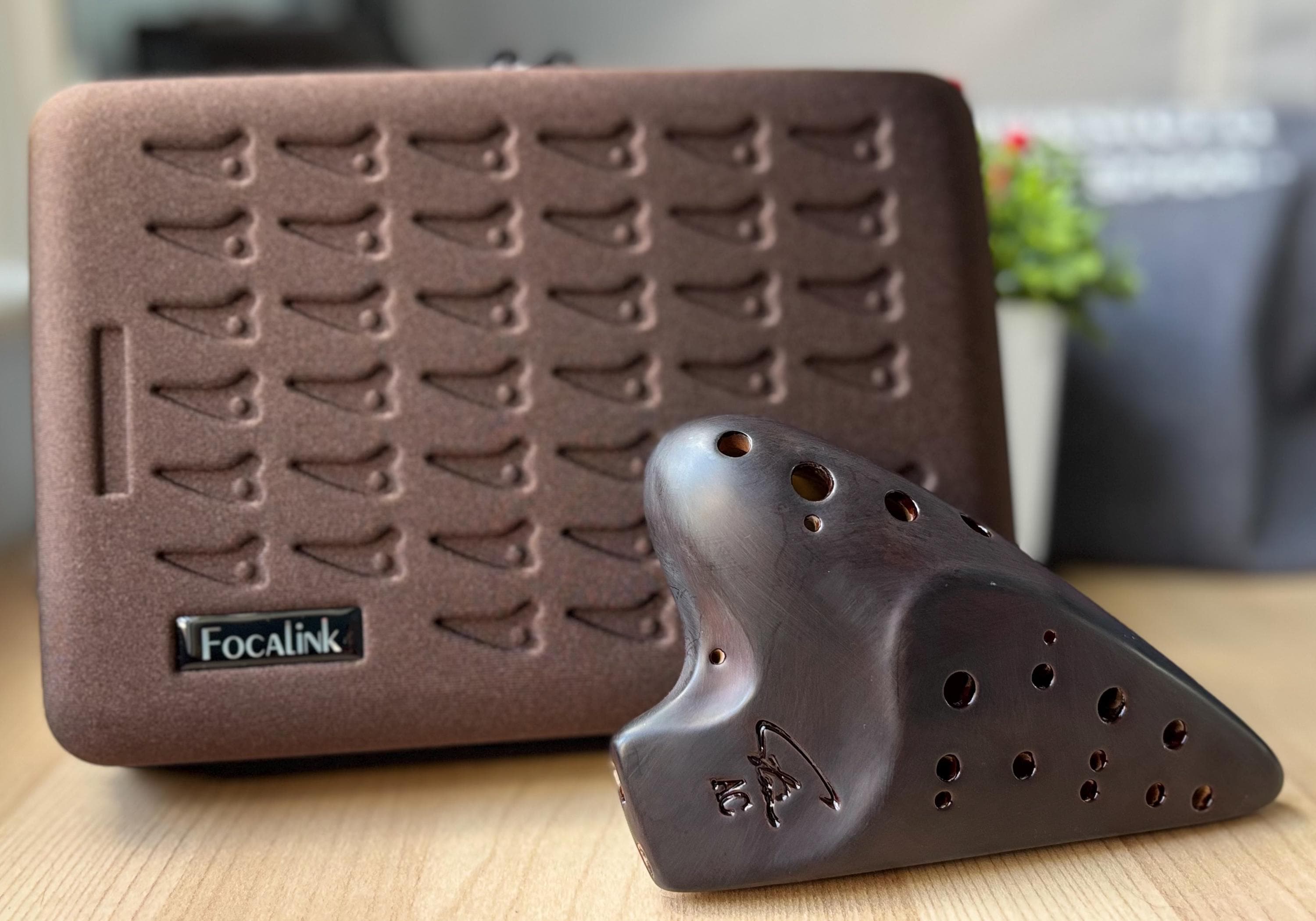 Focalink Ocarina F-AC-DMB アルトC マットブラック Focalink Double Chamber Alto C Straw Fire/stripe Ceramic Ocarina
