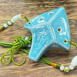 Excalibur Soprano C 6 Hole Jade Crackle Glaze Ceramic Ocarina - Dexterous, Easy to Learn, Good for Beginner & Great Gift!
