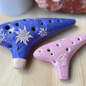 Great Deal! Soprano C + Alto C Key 12 Hole Pastoral Blue Ceramic Ocarina - Great Gift, Easy to Carry and Learn.