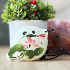 Alto C 6 hole Hand Painted Flower Pendant Ceramic Ocarina - Easy to Learn & Great Gift!