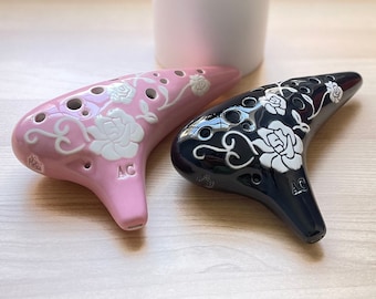 Focalink Rose 12 Holes Alto C Ceramic Ocarina - Easy to Learn & Great Gift.