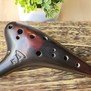 Focalink Professional 12 Hole Alto C Straw Fire Ceramic Ocarina - Authenticity Proved by Engraved Identification Code on Each Piece!