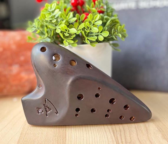 Focalink Double Chamber Alto C Straw Fire/stripe Ceramic Ocarina
