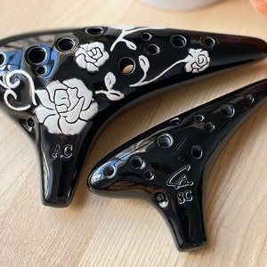 Great Deal! Focalink Alto C 12 Hole Black Rose + SC Ceramic Ocarina - Easy to Learn & Great Gift.