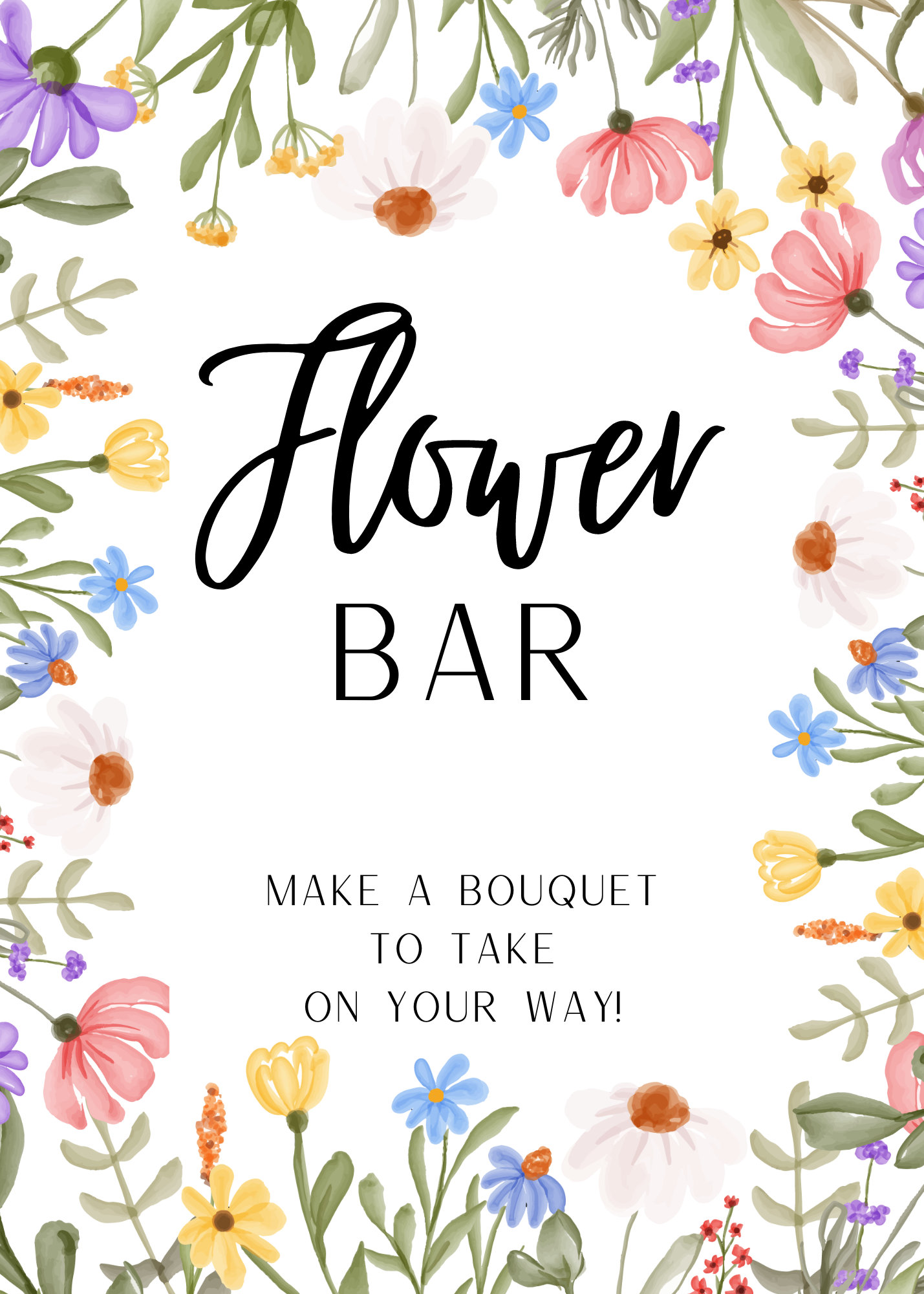 Printable Flower Bar Sign Etsy Printable Flower Bar Sign Etsy