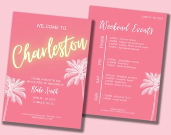 Charleston Bachelorette Birthday Invitation & Itinerary