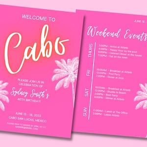 Cabo Birthday Bachelorette Invitation & Itinerary Template