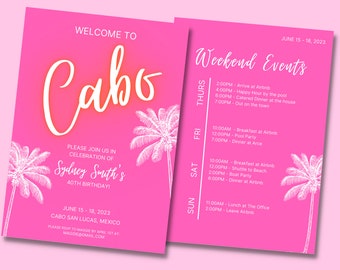 Cabo Birthday Bachelorette Invitation & Itinerary Template