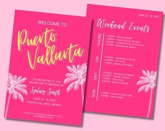 Puerto Vallarta Bachelorette or Birthday Invitation & Itinerary