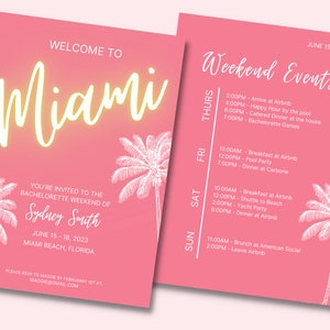 Miami Bachelorette Itinerary & Invitation Template