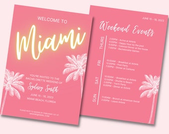 Miami Bachelorette Itinerary & Invitation Template
