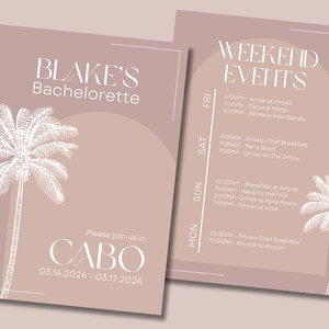 CABO Bachelorette or Birthday Invitation & Itinerary