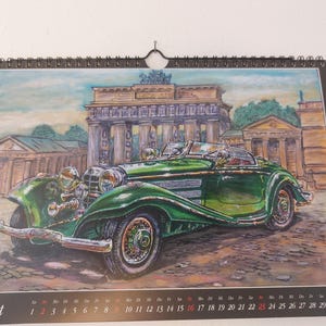 Vintage Car Calendar - Vintage Car Art - Art Calendar 2026 - Wall Calendar 2026 - Collector&#39;s Item