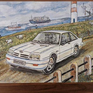Double-sided poster DIN A3 Opel Manta, Opel GT