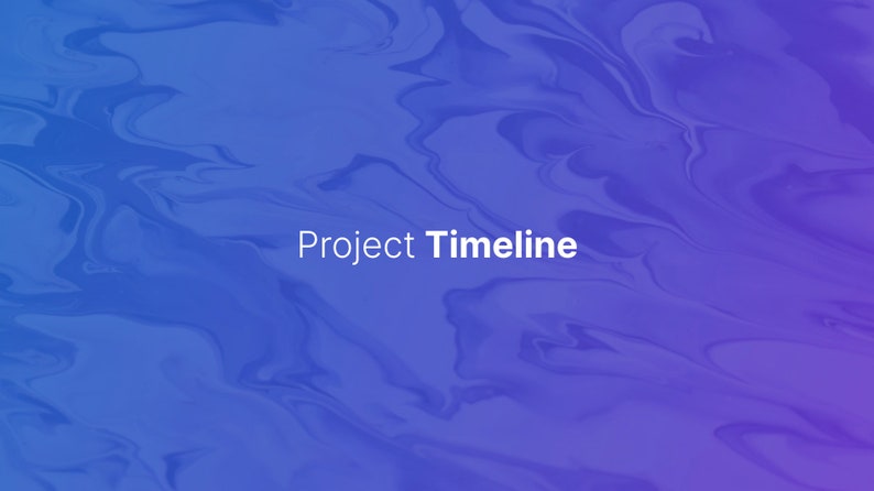 Op de afbeelding: Abstracte blauwe en paarse achtergrond met de tekst "Project Timeline" in wit.
