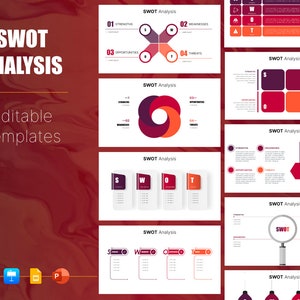 SWOT Analysis, Template, Vorlage, Design, Strategy, External Analysis, Powerpoint, PPT, Info graphic, Illustrator, Google Slides, Keynote