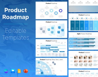 Product Roadmap Template: Editable Product Management Infographics for PowerPoint and Google Slides (Digital Download)