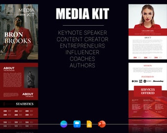 Editable Media Kit Template: 2 Pages for Influencer, Author, Coach (Digital Download)