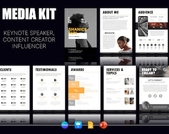 Editable Media Kit Template: 8 Pages for Influencer, Speaker, Author (PPT, Google)