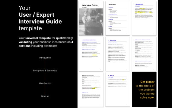 Interview Guide, Interviewleitfaden, Expert User Interview, Pain Point Analysis, Word, Template, Vorlage