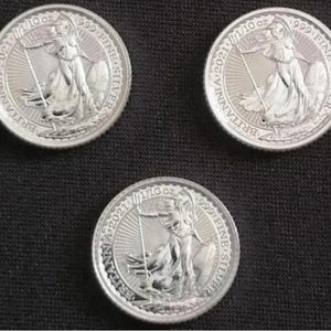 3 piezas 2020 y 2021 Moneda de plata Britannia de 1/10 oz 20 peniques 999 lingotes de plata del tubo.