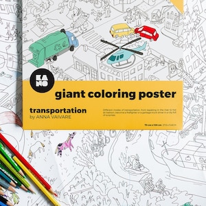 Poster gigante da colorare "Trasporti"