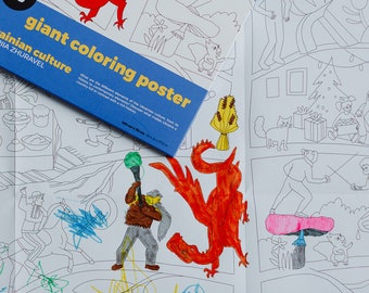 Póster gigante para colorear XXL "Cultura ucraniana", actividad en interiores, aprendizaje sobre la cultura ucraniana, apoyo a Ucrania, actividad para niños