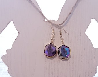 Rainbow Color Metal Earrings | Octagon Shape Earrings | Dangle Earrings | Boho Earrings